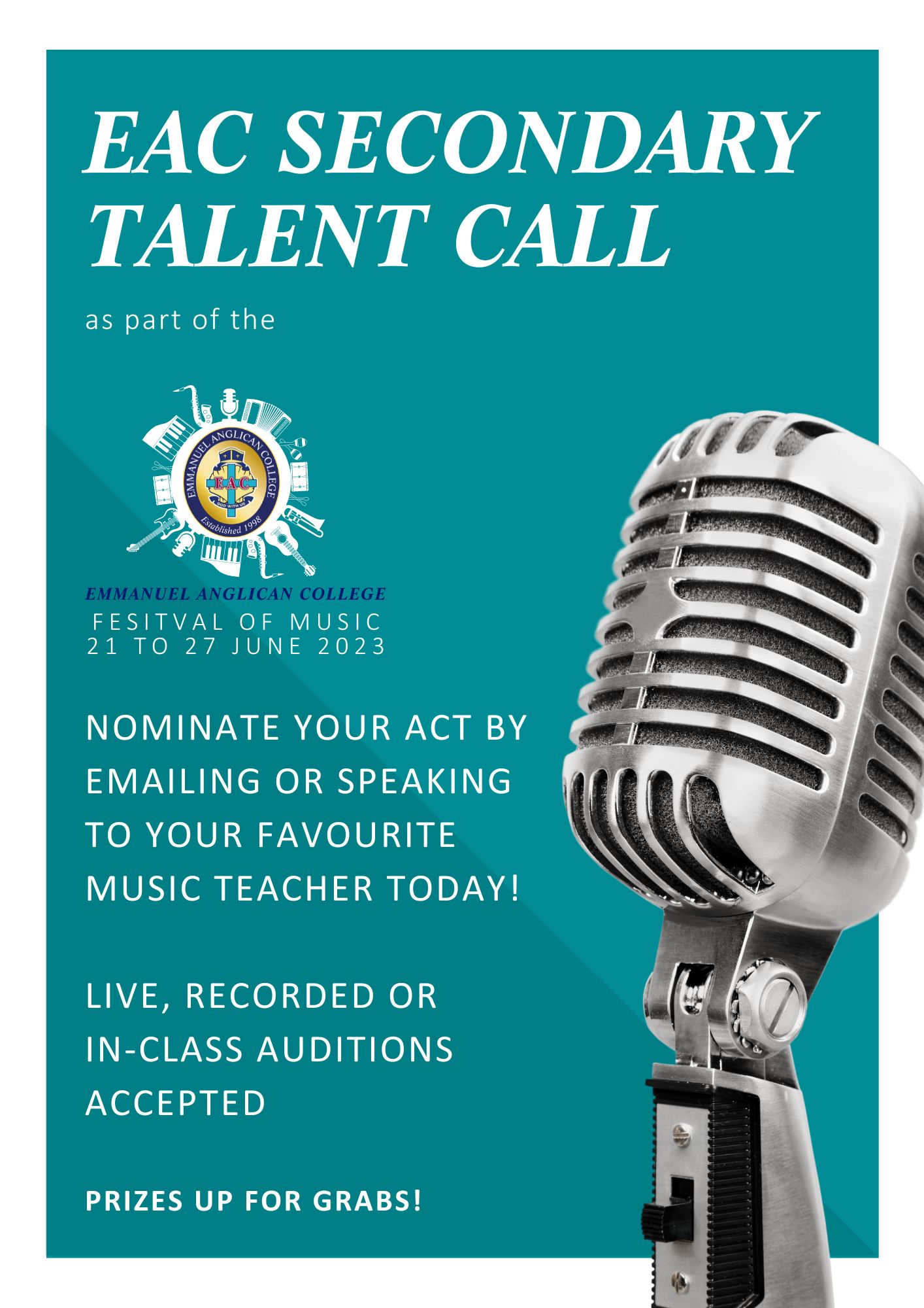 Festival of Music Secondary Talent Show Call