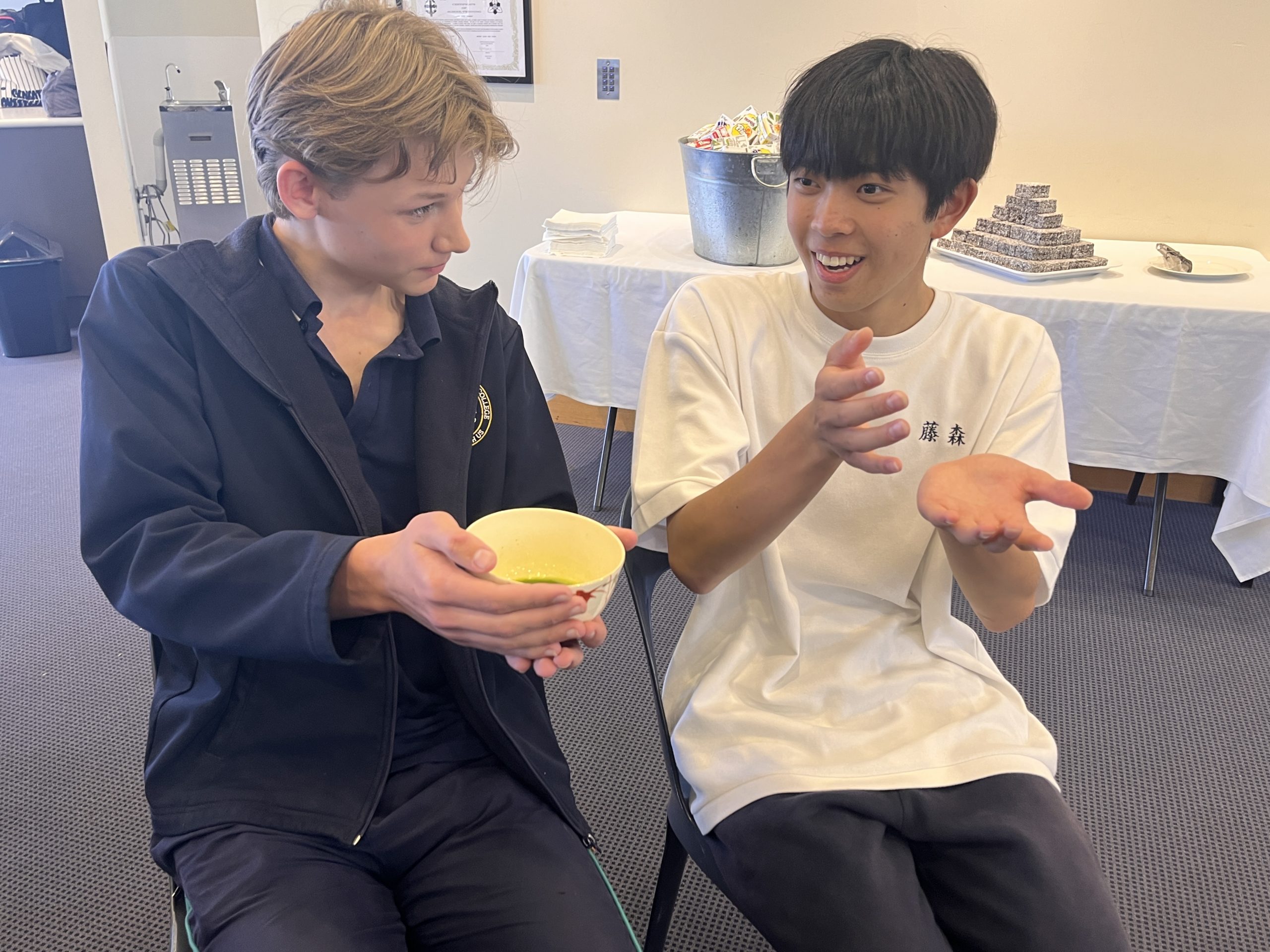 Hugo Robertson, Year 9, learns the art of the Japanese tea ceremony