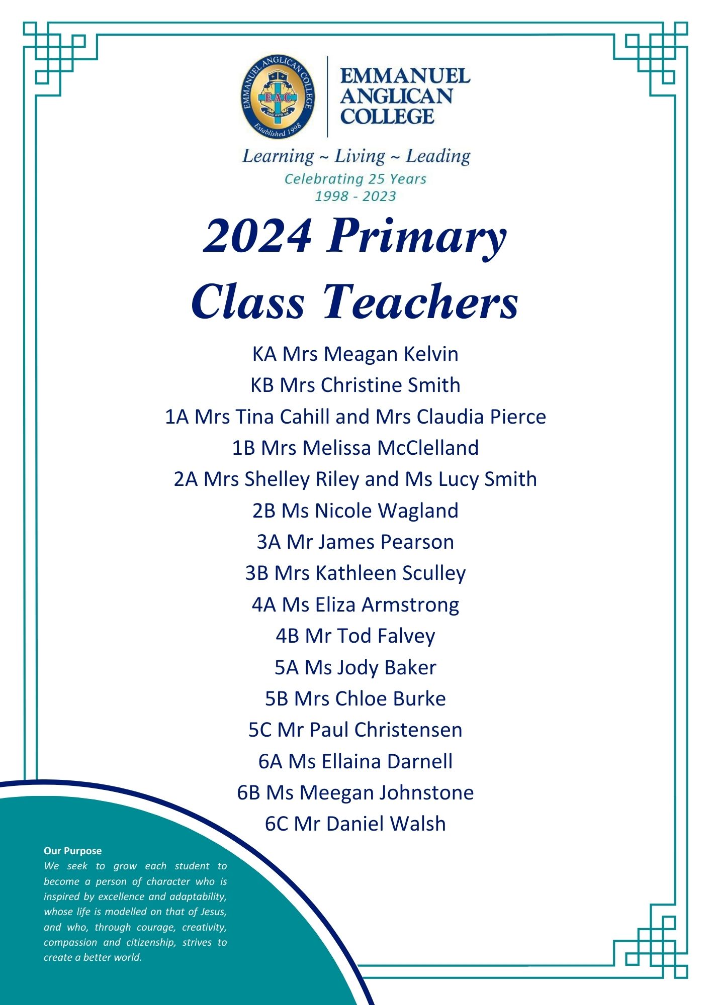2024 Primary Class Teachers 