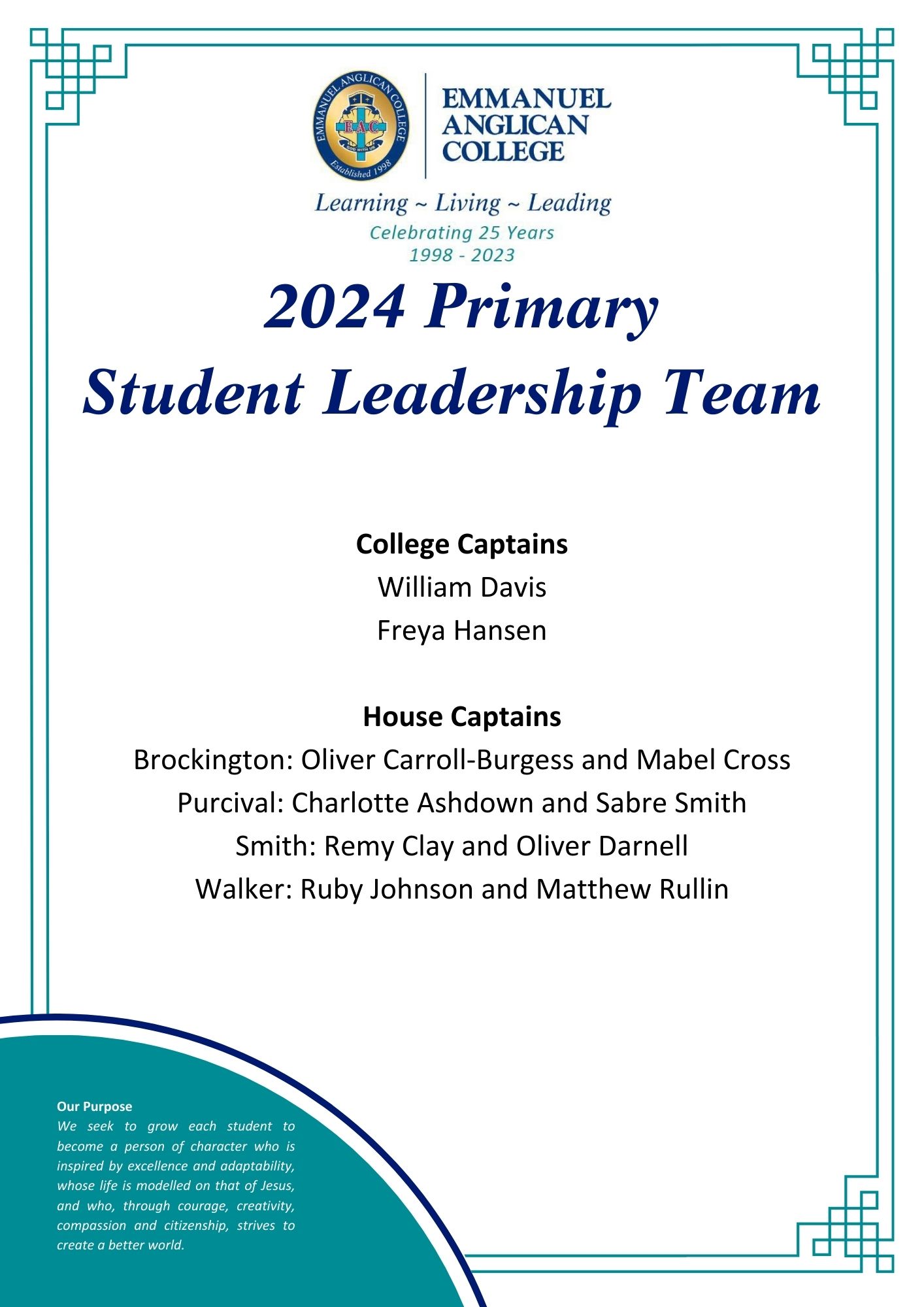 2024 Student Leadership Team_Primary
