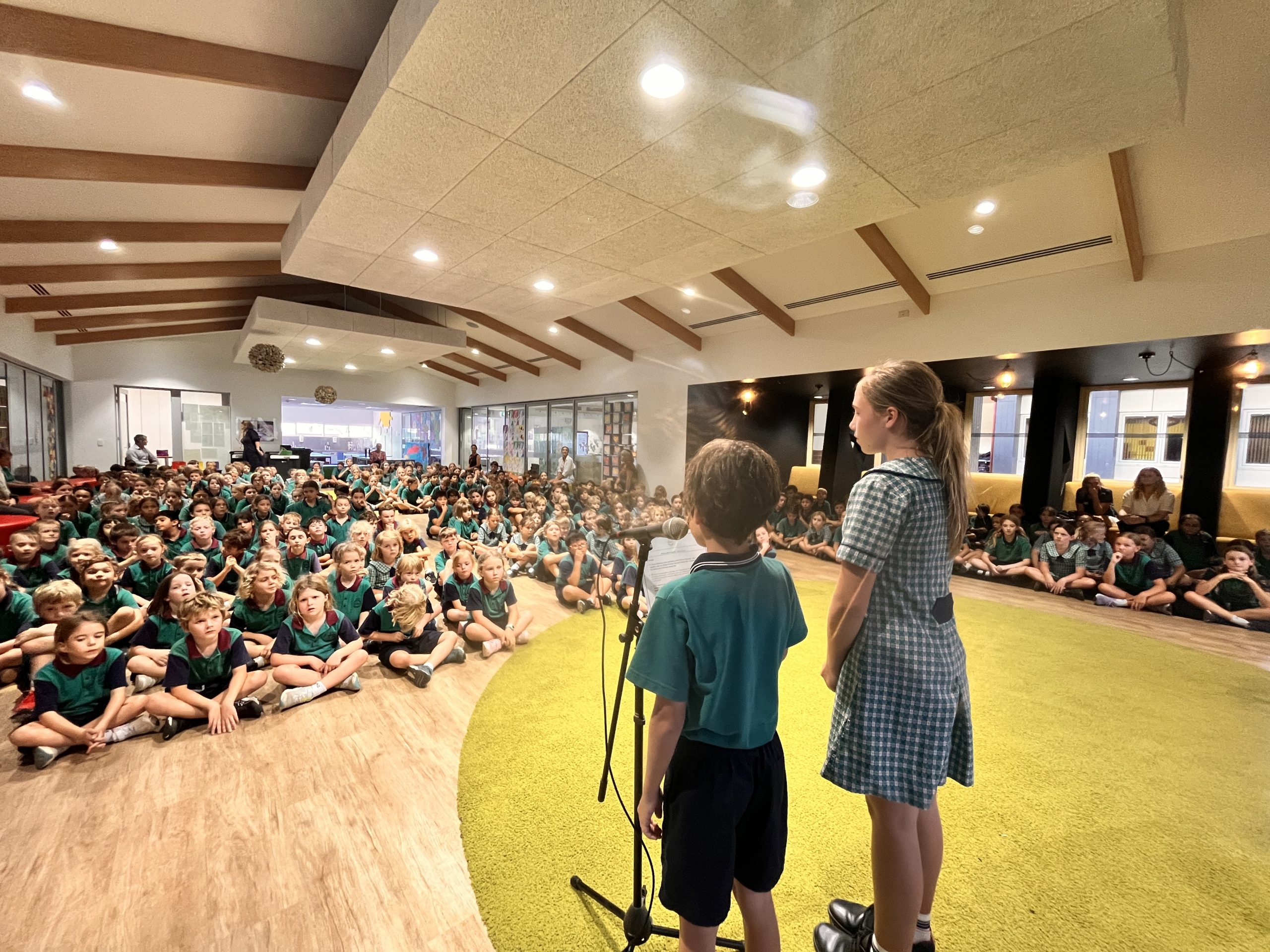 Our Primary Captains Freya Hansen and Will Davis leading this week's Primary Assembly