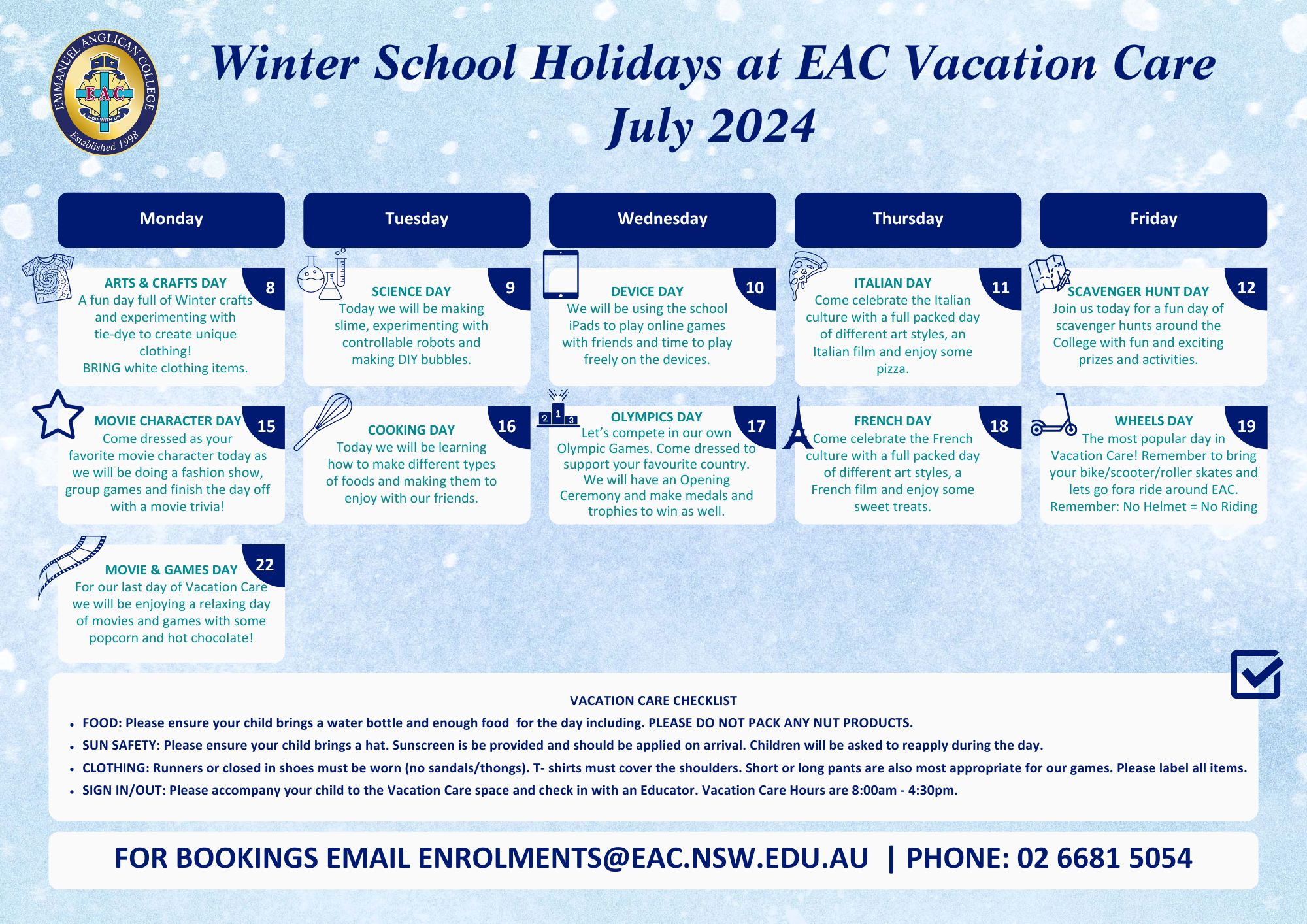 Vacation Care Program Winter Holidays 2024
