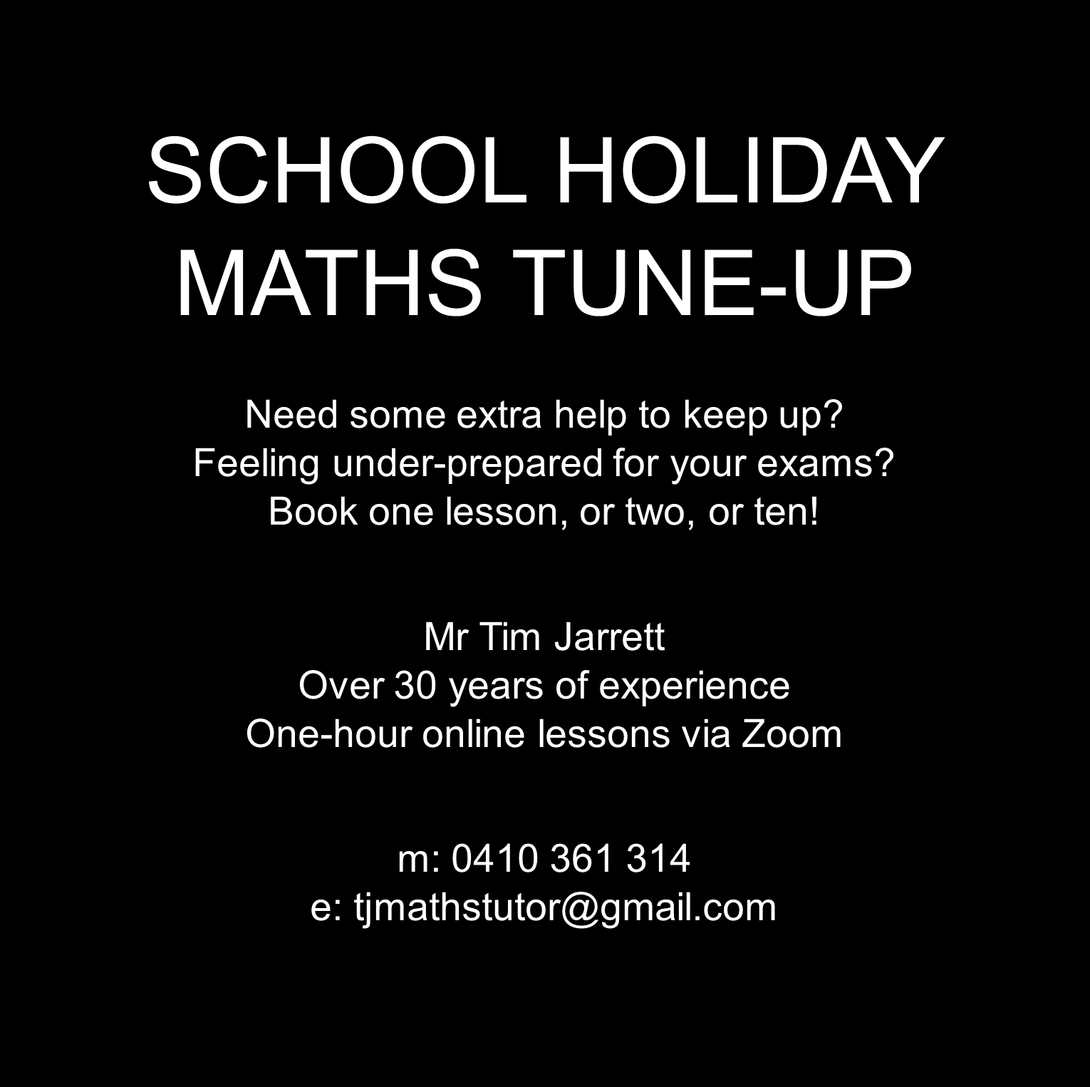 TJMathsTutor Ad Holidays (Square)