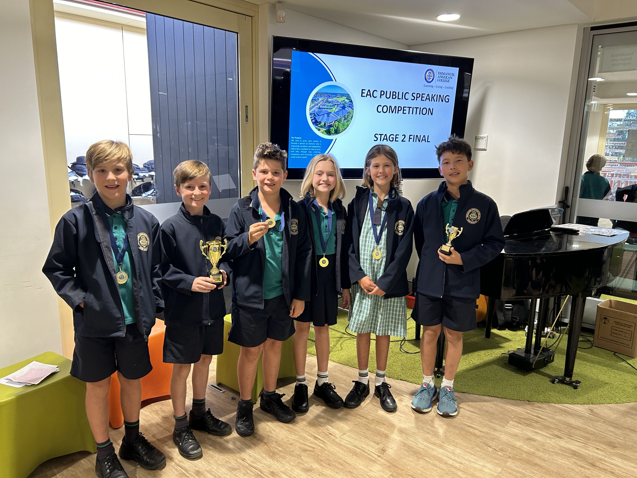 L-R Ted Gilbert, Samuel Hunt, Joshua Drew, Willow van Dommele, Lola Cross and Otis Skelly