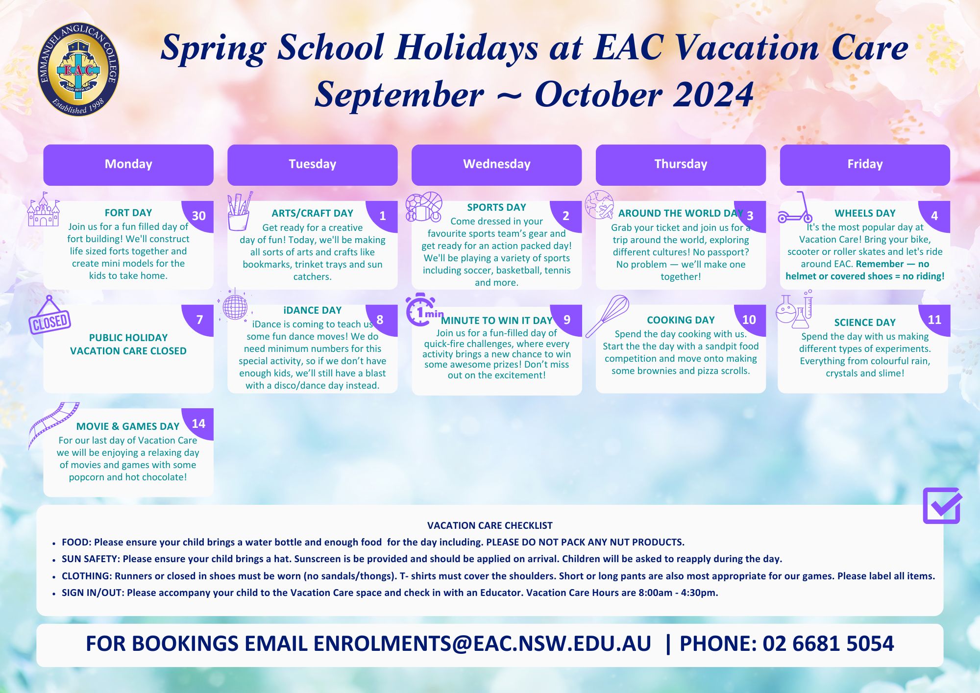 Vacation Care Program Spring Holidays 2024