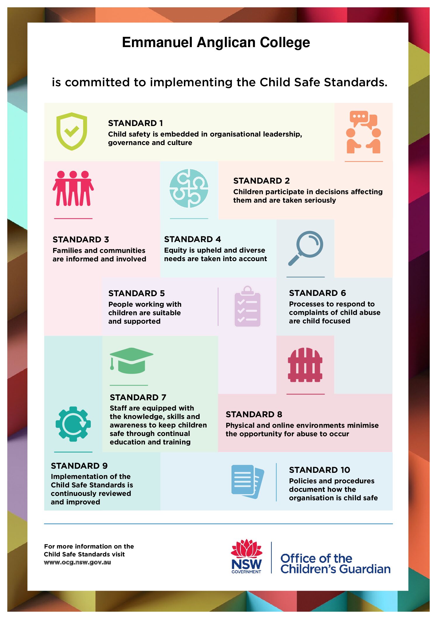 Child Safe Standards Statement of Commitment Poster
